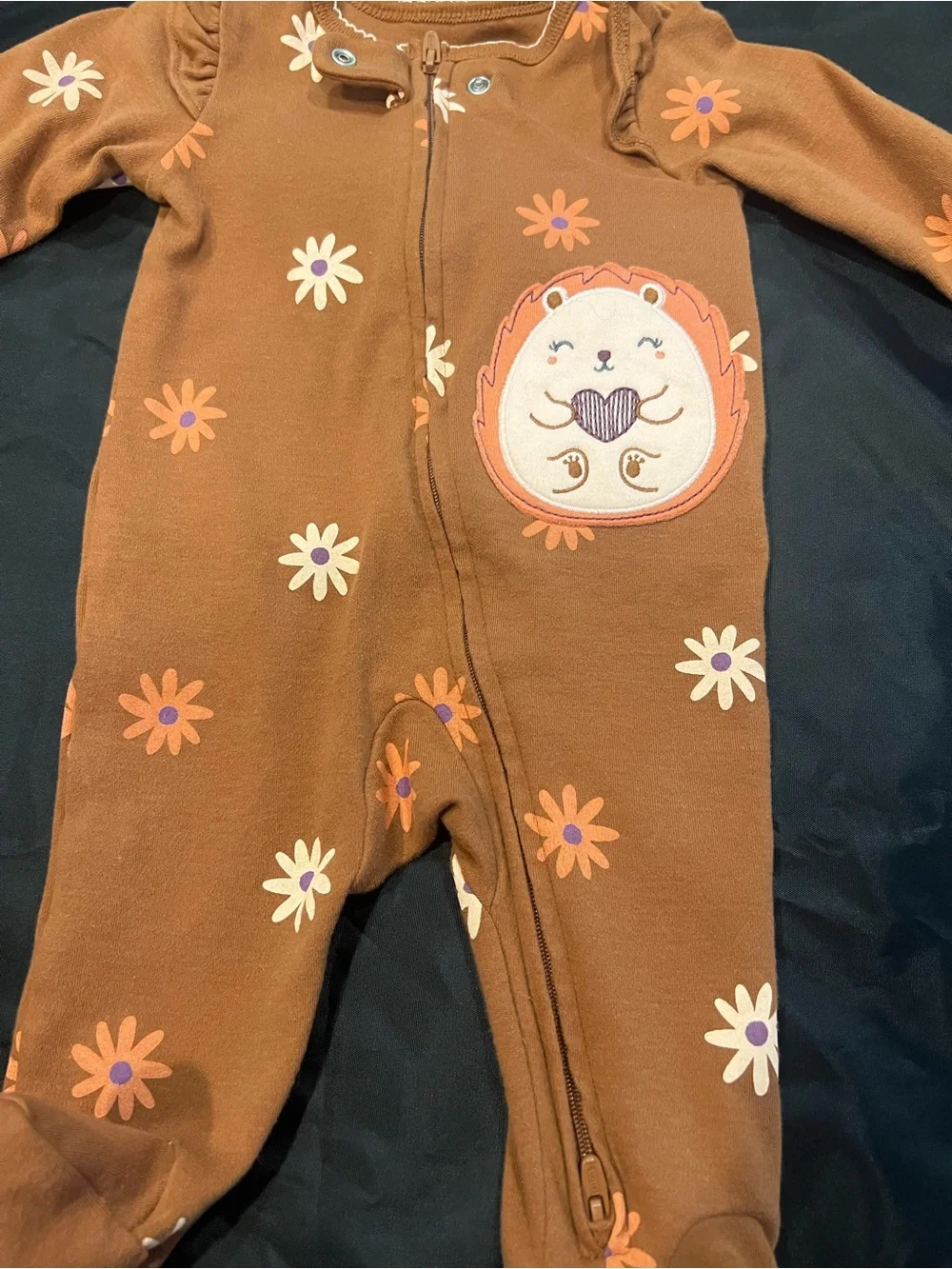 Carter's Rust Brown Floral Hedgehog Footed One-Piece